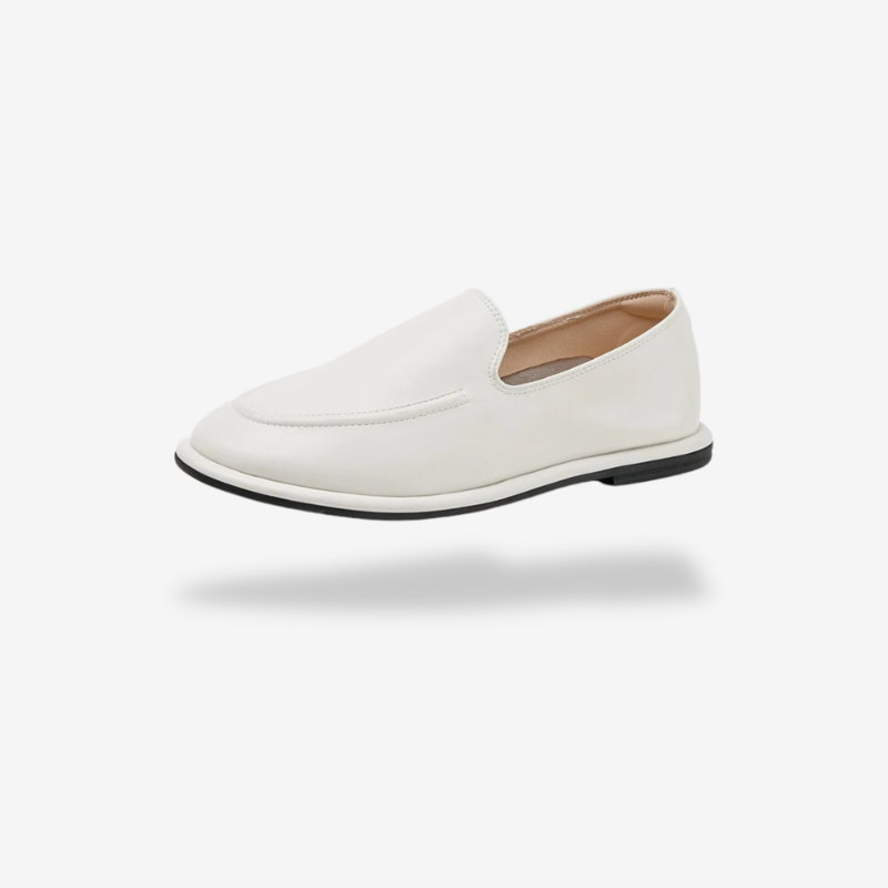 Mocassin Femme <br> Blanc Cuir