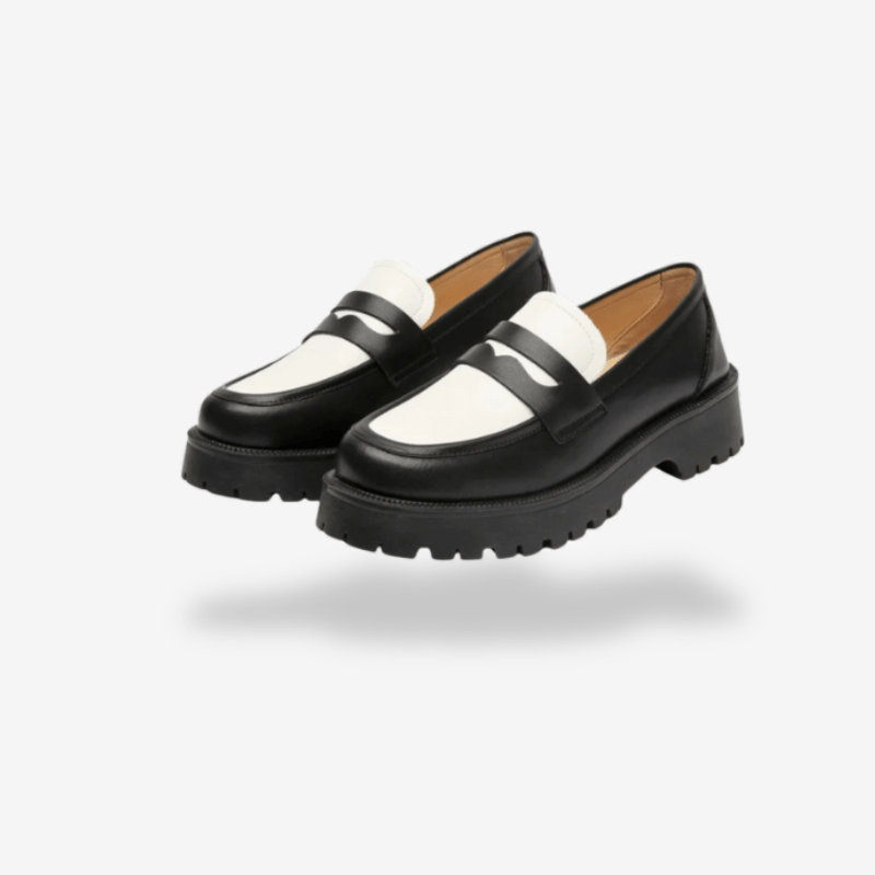 Mocassin Noir et Blanc Femme