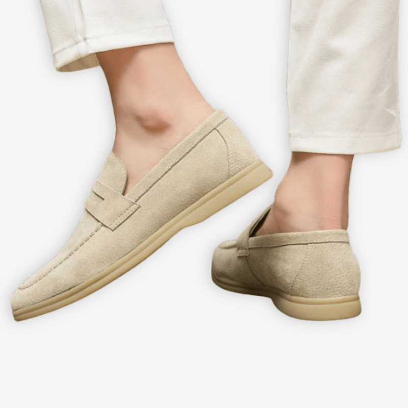 Mocassin Daim Beige Femme | L'Empreinte du Cuir